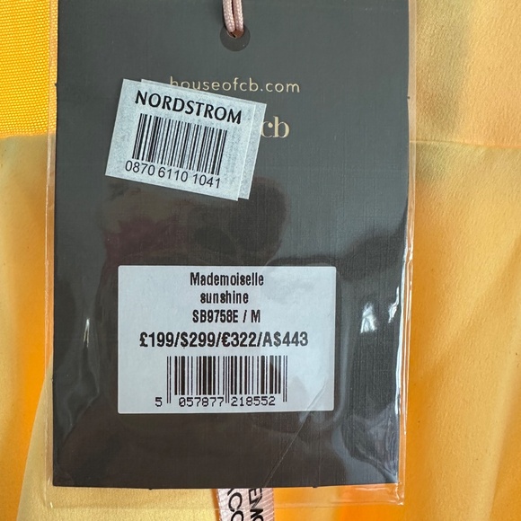 House of CB Mademoiselle Yellow Satin Tulle Midi Dress size M NWT - Picture 7 of 7